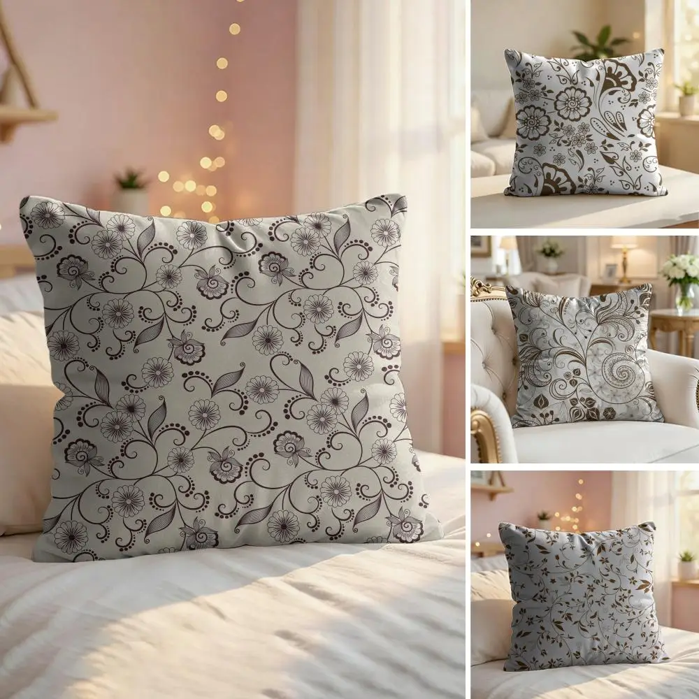 Luxury Khaki Pattern Cushion Cover Soft Short Plush Pillow Cover Smooth Cozy Texture Aesthetic Cushion Case Home Decor