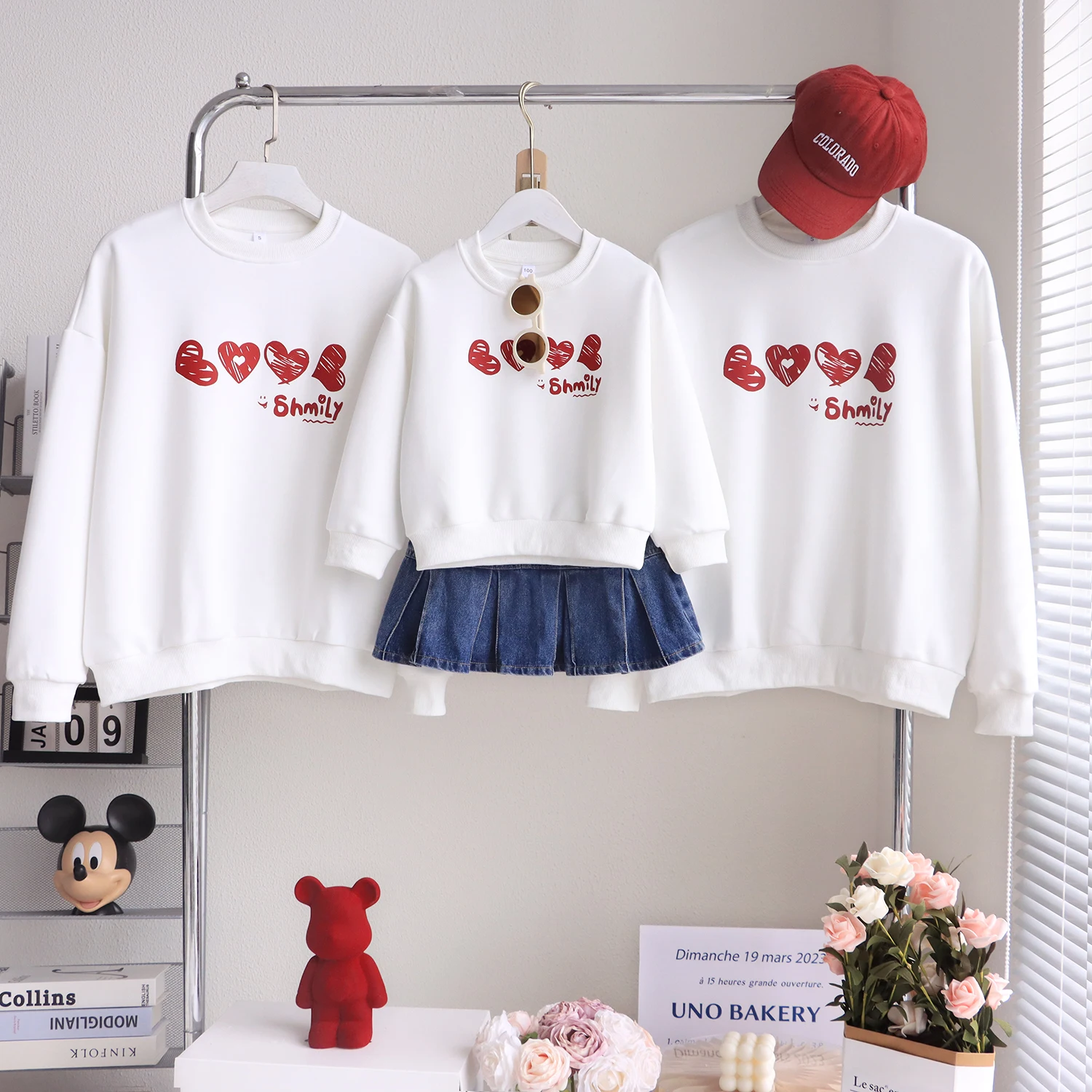 Suitable for The Photo of The Family Clothing New Mother and Daughter Son Hoodie A Family of Three Mother and Son Cotton Hoodies