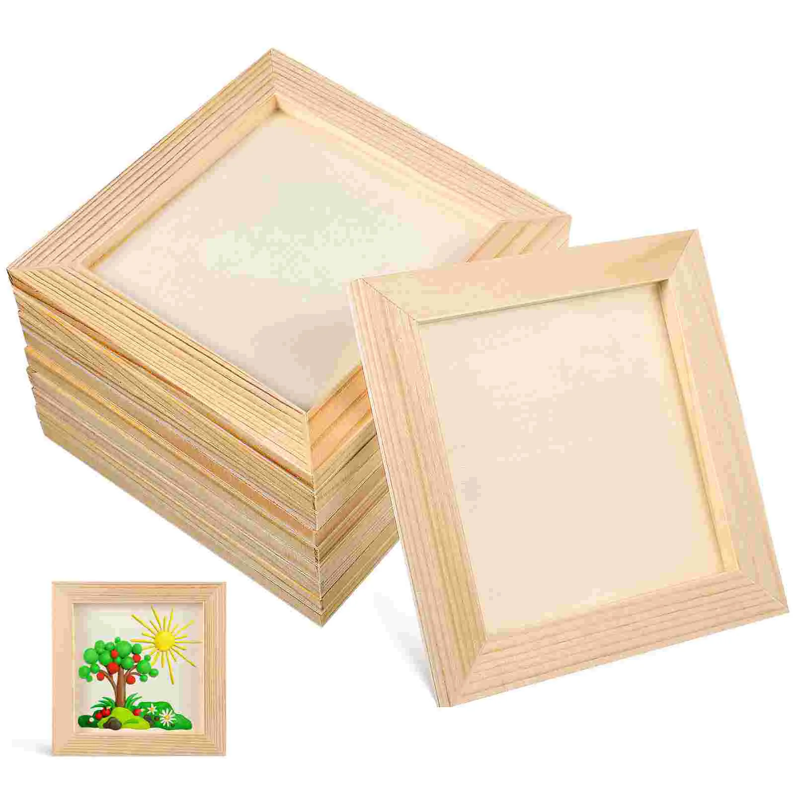 10 Pcs Photo Frame Frames White Wood Painting Decorations Picture Pictures Canvas Wooden Dried Flowers Mini Small