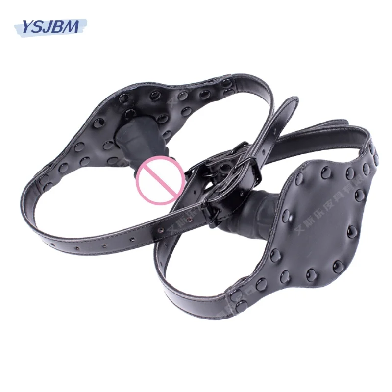 Silicone Penis Plug Mask Sex Toys with Fetish Slave Open Mouth Oral Bondage Dildo Gag for Couple BDSM Flirting Erotic Product