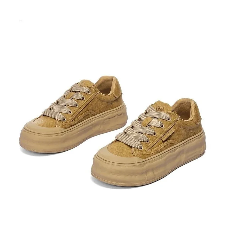 여성용 가죽 용해 리틀 화이트 슈즈, 2023 가을 신학생, 다용도 두꺼운 밑창 높이 캐주얼 스포츠 보드 슈즈