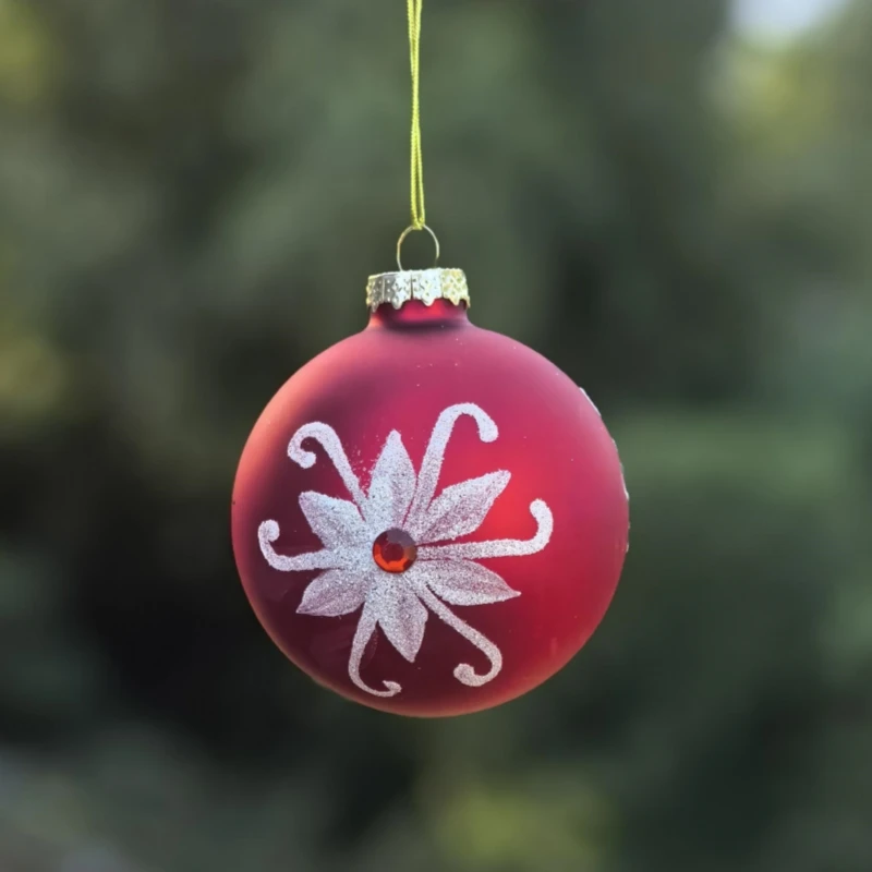 

F 8 шт./упак. Диаметр = 8 см, красный стеклянный шар, украшение, вешалка для рождественской елки, витрина, ручная роспись, фестиваль, декоративный глобус