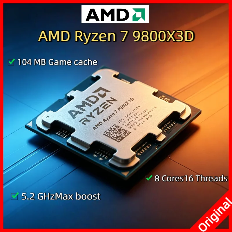 

Ryzen 7 9800X3D AMD 8-Core 16-Thread Zen5 4nm 4.7GHz 5.2GHz AM5 104MB 3D V-Cache 120W DDR5 Gaming Desktop CPU Processor