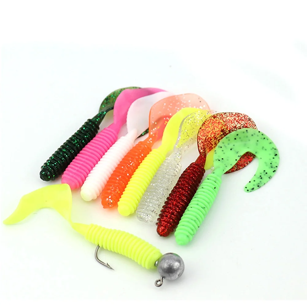 34pcs Soft Fishing Lure Set Silicone Bait 9pcs 1/3g Metal Jig Head Hook with Box 25pcs Artificial Baits Fishing Tackle Accessory