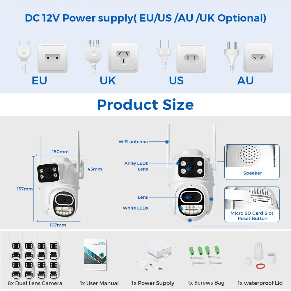 Imagem -04 - Nvr Video Surveillance Grupo Sistema sem Fio Kit de Câmera Wifi Kit Cctv Câmeras ip 6mp Segurança de Lente Dupla Áudio Icsee H.265 8ch