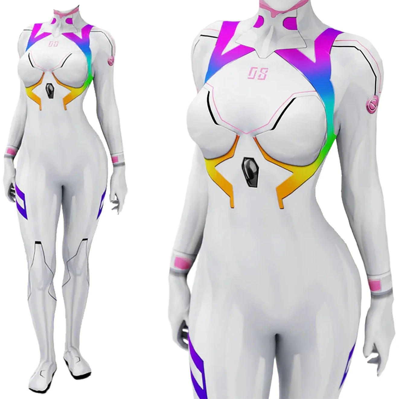 EVA 02 Woman Cosplay Costume Superhero Female Girls Bodysuit  Catsuit 3D Printed Rainbow Spandex Zentai Outfit Halloween Costume