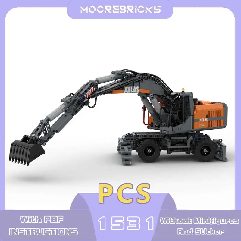 Modern Multi functional truck series MOC Atlas 220W RC Excavator Model Building Blocks Bricks Toys Children's  Christmas Gifts