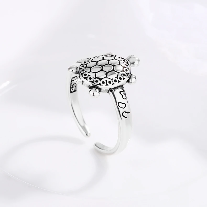 Vintage Cute Mini Turtle Hot Sale Silver Color Resizable Opening Ring For Women Fashion Jewelry