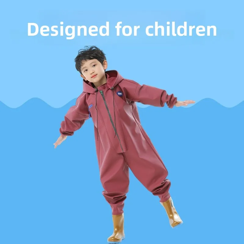 

Детский водонепроницаемый комбинезон-дождевик для рыбалки и пляжных игр, цельный костюм для водных развлечений для мальчиков и девочек, материал ПВХ