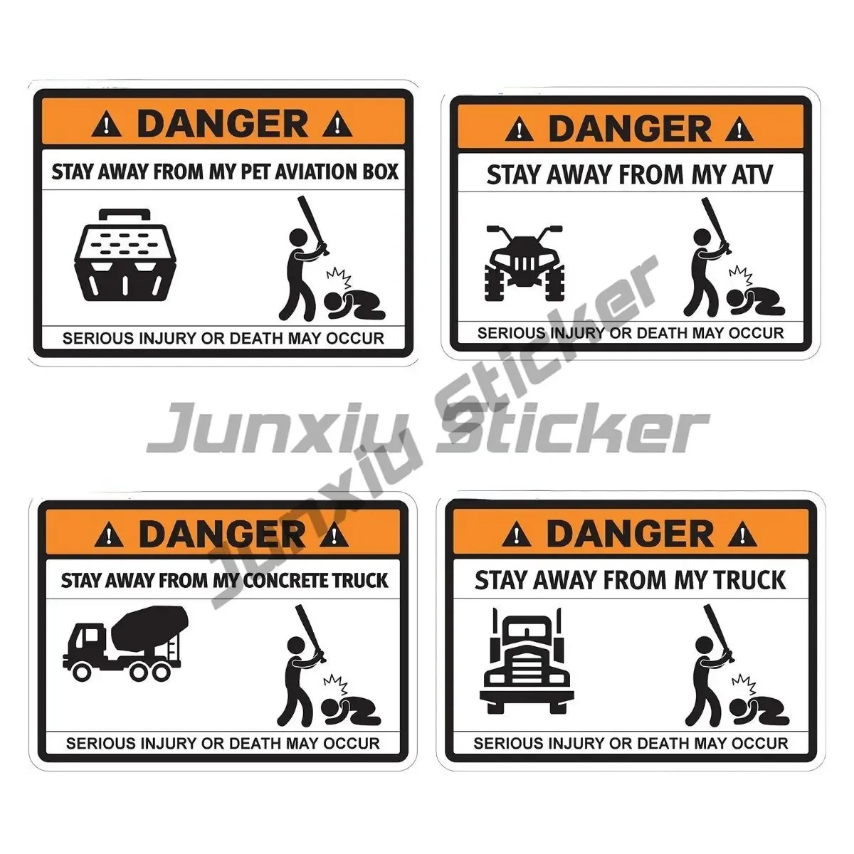 

Warning Danger Sign STAY AWAY FROM MY TRUCK ATV STAY AWAY FROM MY PET VIATION BOX STAY AWAY FROM MY CONCRETE TRUCK Car Stickers