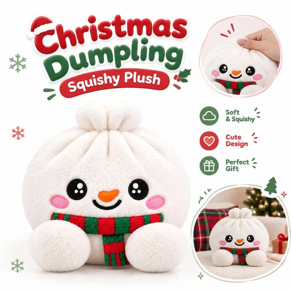 Gifts Soft Christmas Dumpling Squishy Snowflake Pattern Squeezy Squeeze Toy Steamer Basket Box Kids Gift