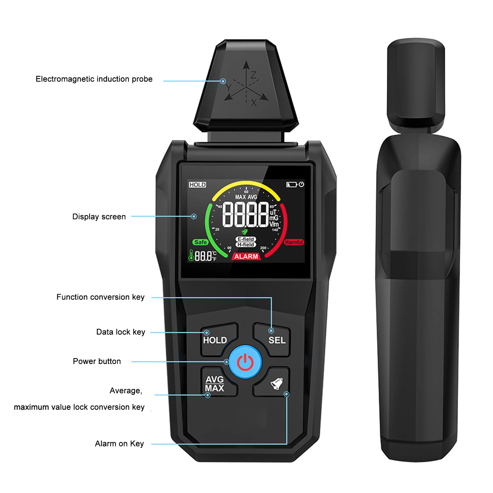 EMF01 LCD EMF Detector for Measuring Electromagnetic Fields in Residential and Office Settings with Triaxial Accuracy