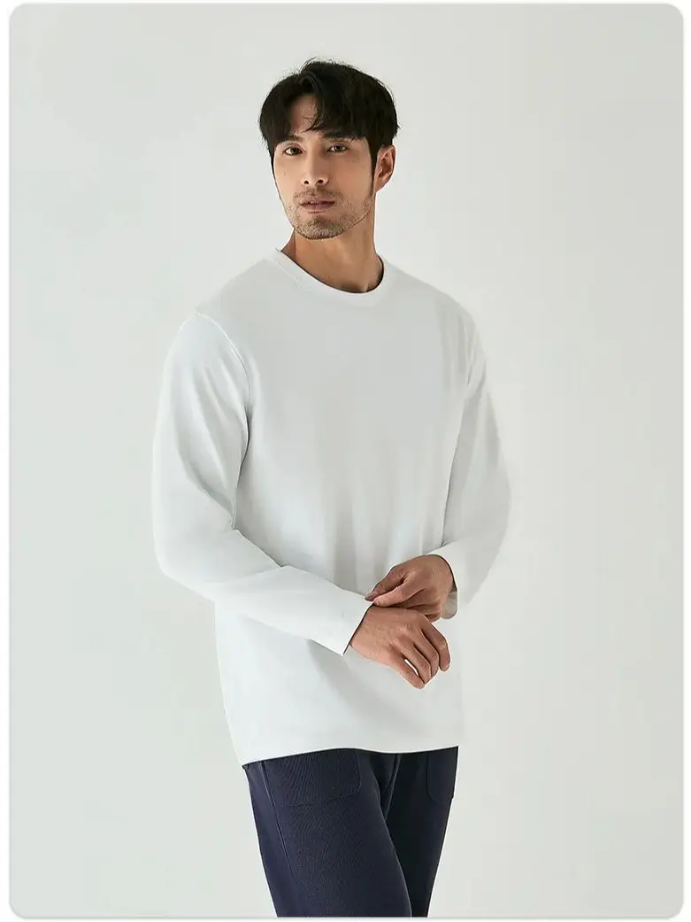 Cotton Black White Small T Solid Colour Men Women Long Sleeve T-shirt Men Bottom Basic Slimming Breathable