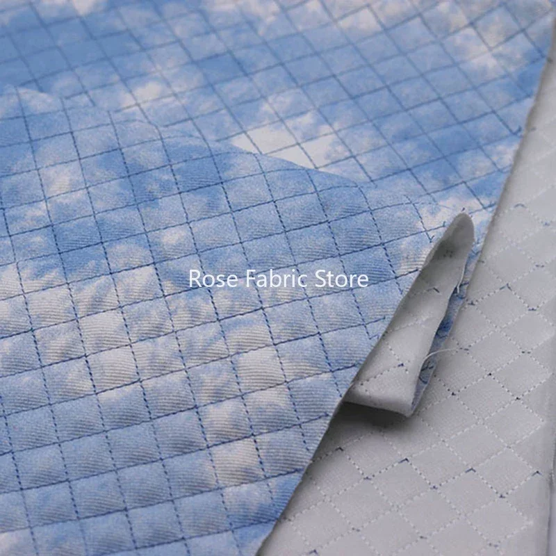 1 Meter Quilted Embroidery Fabric for Jackets, Thick Cotton, Colorful Tie Dyed Printed, Blazer Coat, Warm Fashion, Winter Telas