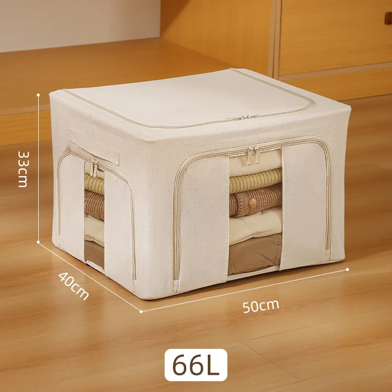 Tianshan Cotton and Linen Storage Box Three-open Window Door Washable Household Fabric Clothes Baina Box Wardrobe Organizing Box