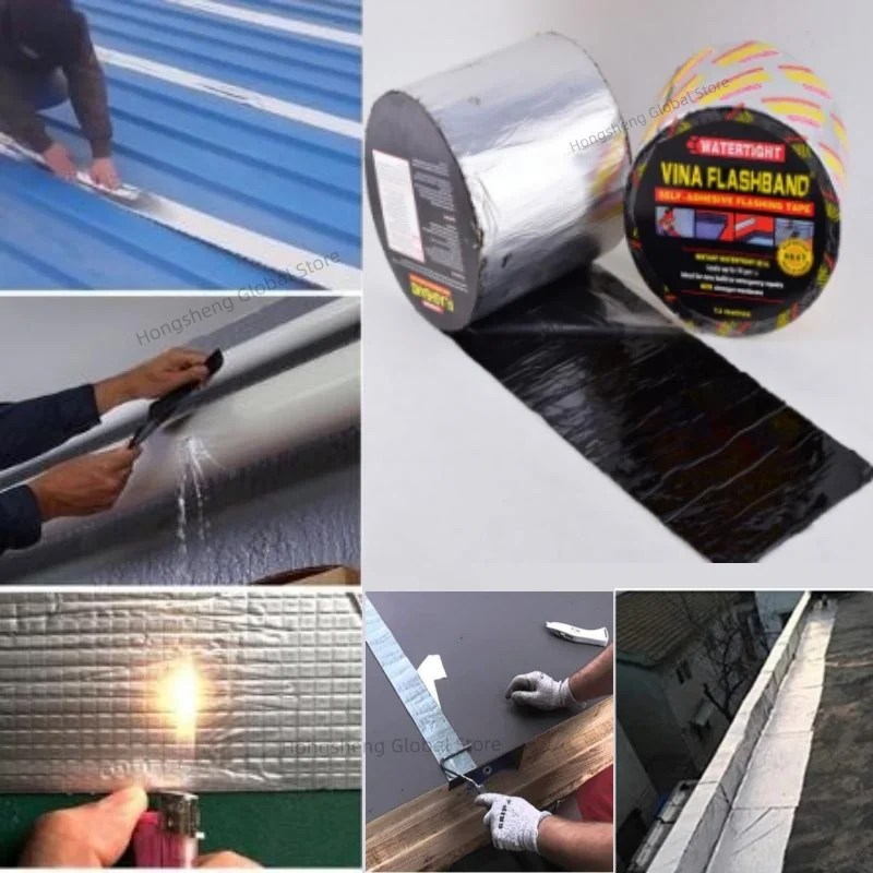 

New Aluminum Foil Butyl asphalt Tape High Temperature Wall Crack Roof Duct Repair Adhesive for Roof Hose Repair Flex black Tapes