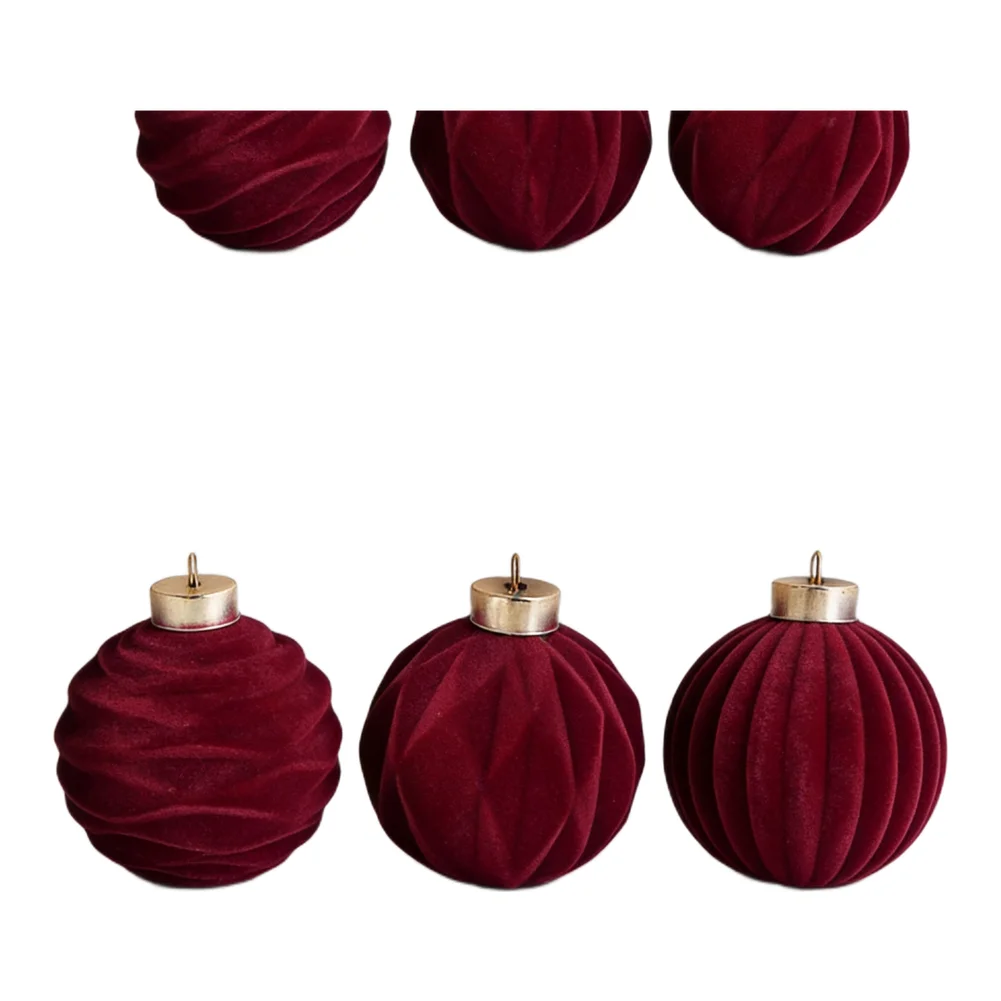 Festive Hanging Spheres Pink Flocked Ornaments For Christmas Tree Decor Pastel Pink Red Green White Non Shedding Texture