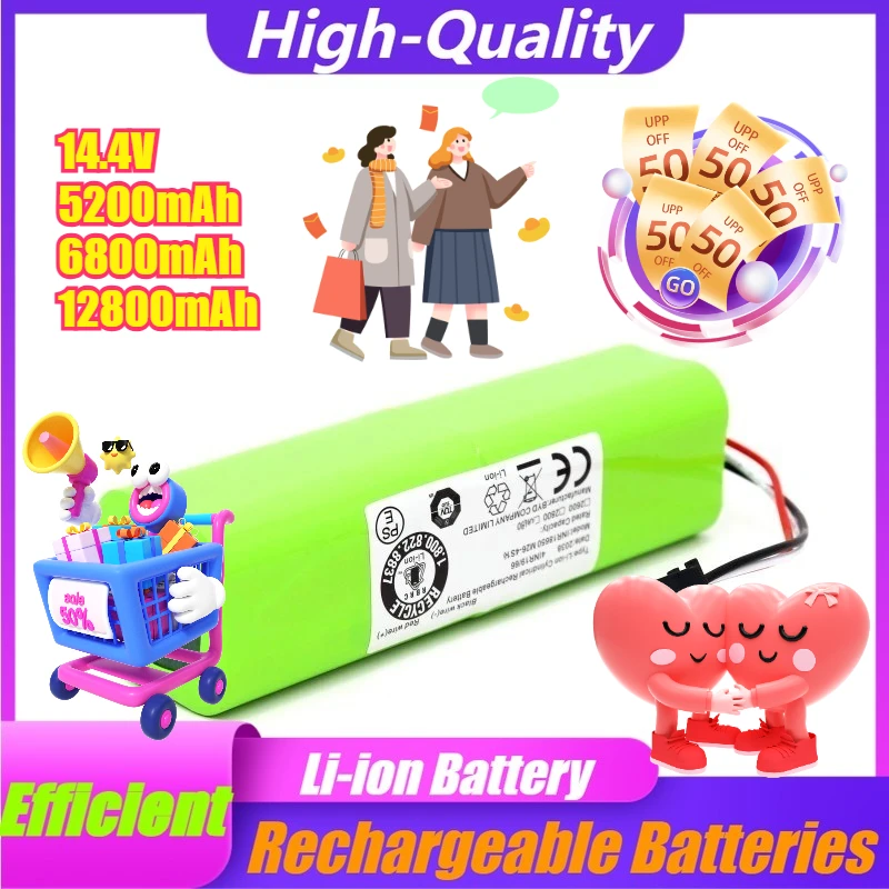 

14.4V 5200mAh 6800mAh 12800mAh Lithium-ion Rechargeable Battery Pack for XiaoMi Lydsto R1