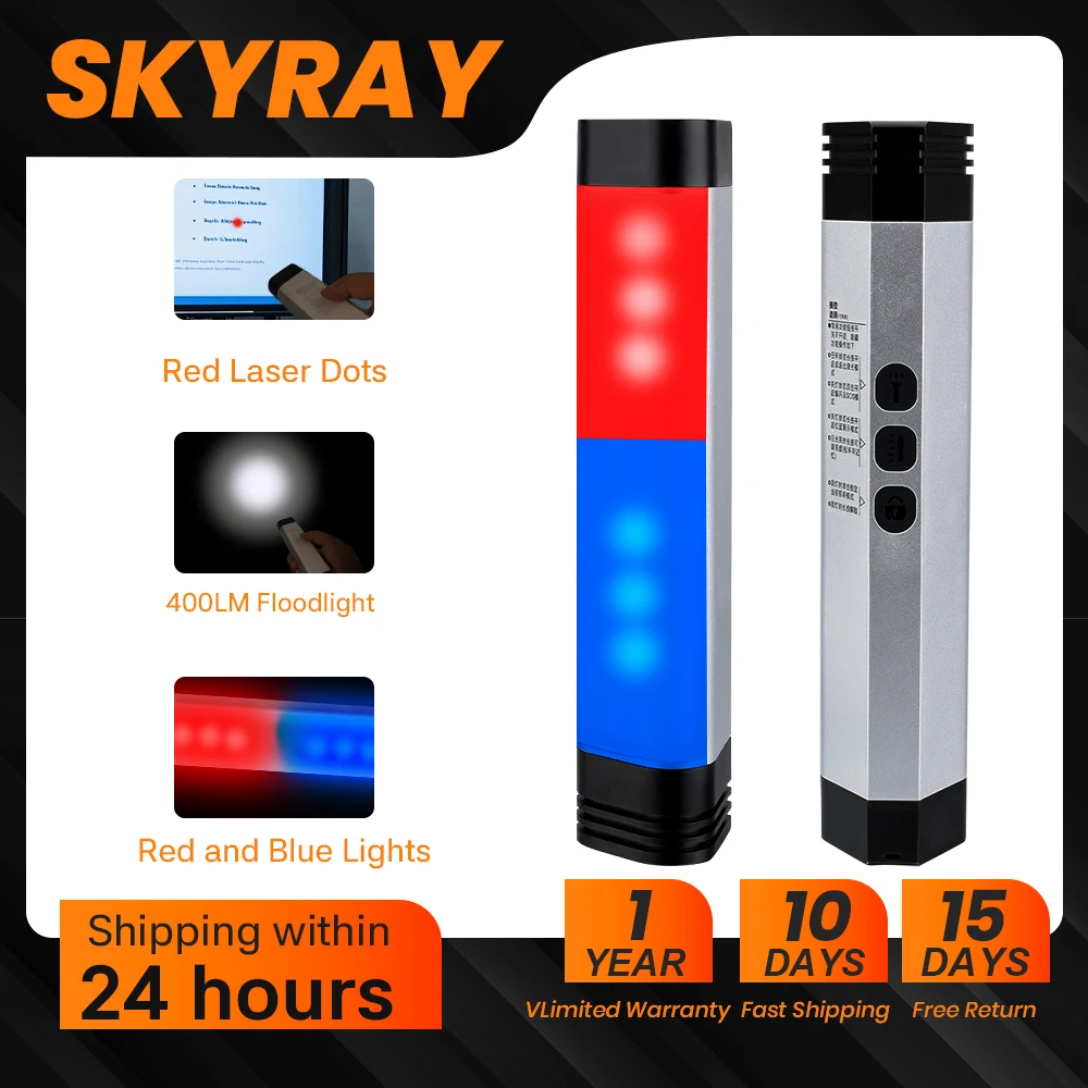 SKYRAY M2 Camping Light Rechargeable Flashlight Stepless Dimming Handheld Searchlight 5 Modes Emergency Lighting With Red Laser