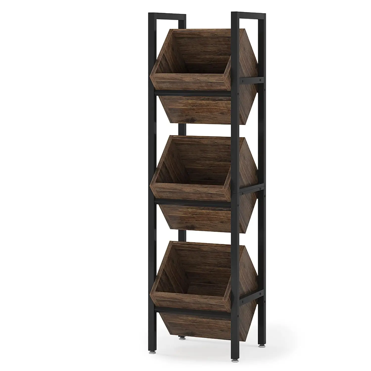 Wine Rack Freestanding Floor, 3 Tier Wooden Wine Storage Stand, Wobble-Free Wine Holder Display Shelf Liquor Bottle, Customized