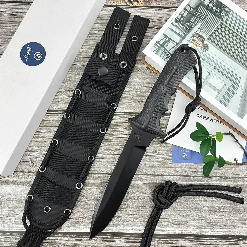 

Chris Reeve Outdoor Fixed Blade Knife D2 Steel Combat Knife with G10 Handle Nylon Sheath - for Hunting Camping Tactical Gear