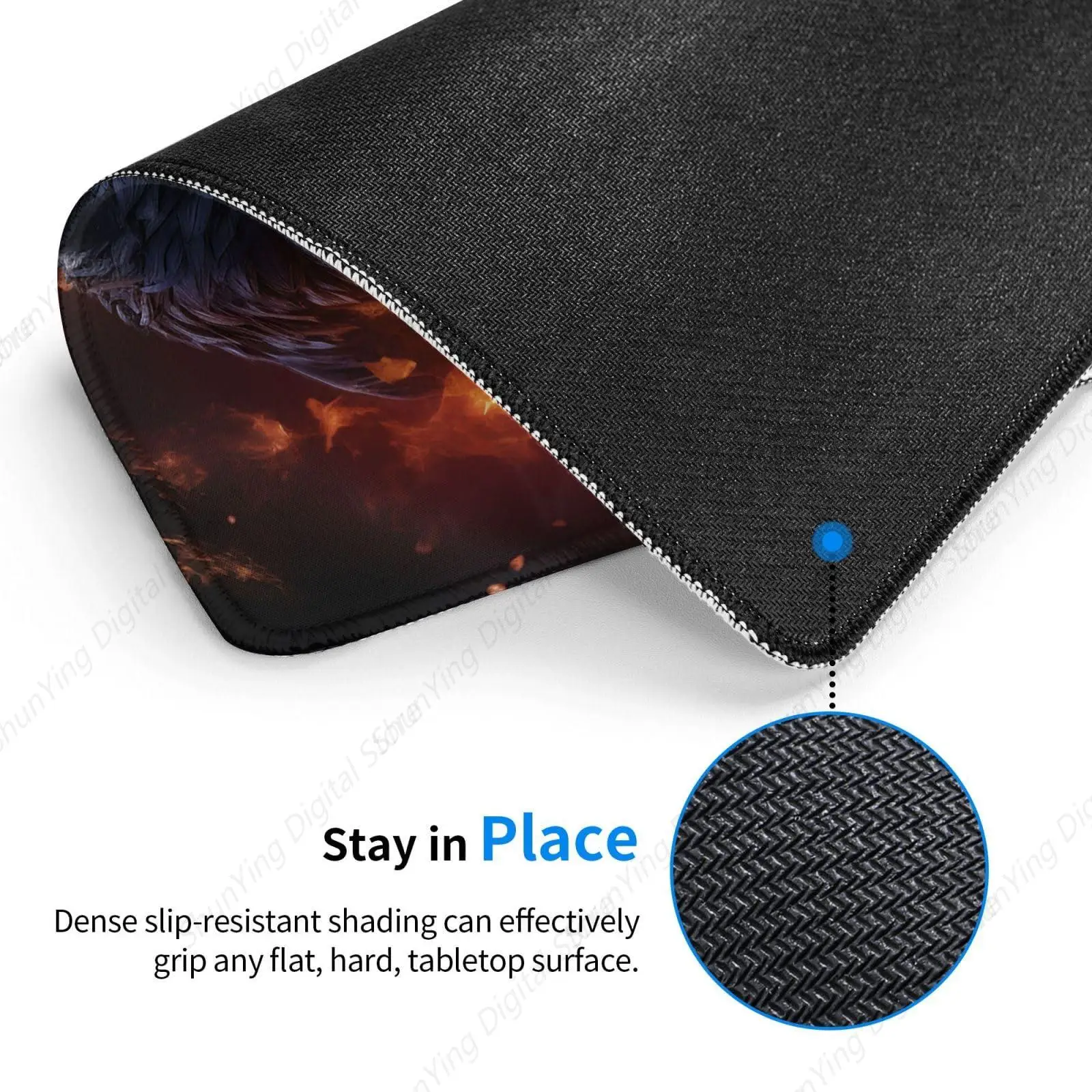 Fire Wolf Pattern Mouse Pad Non Slip Rubber Computer Keyboard Pad Suitable For Gaming Office Laptops 18*22cm