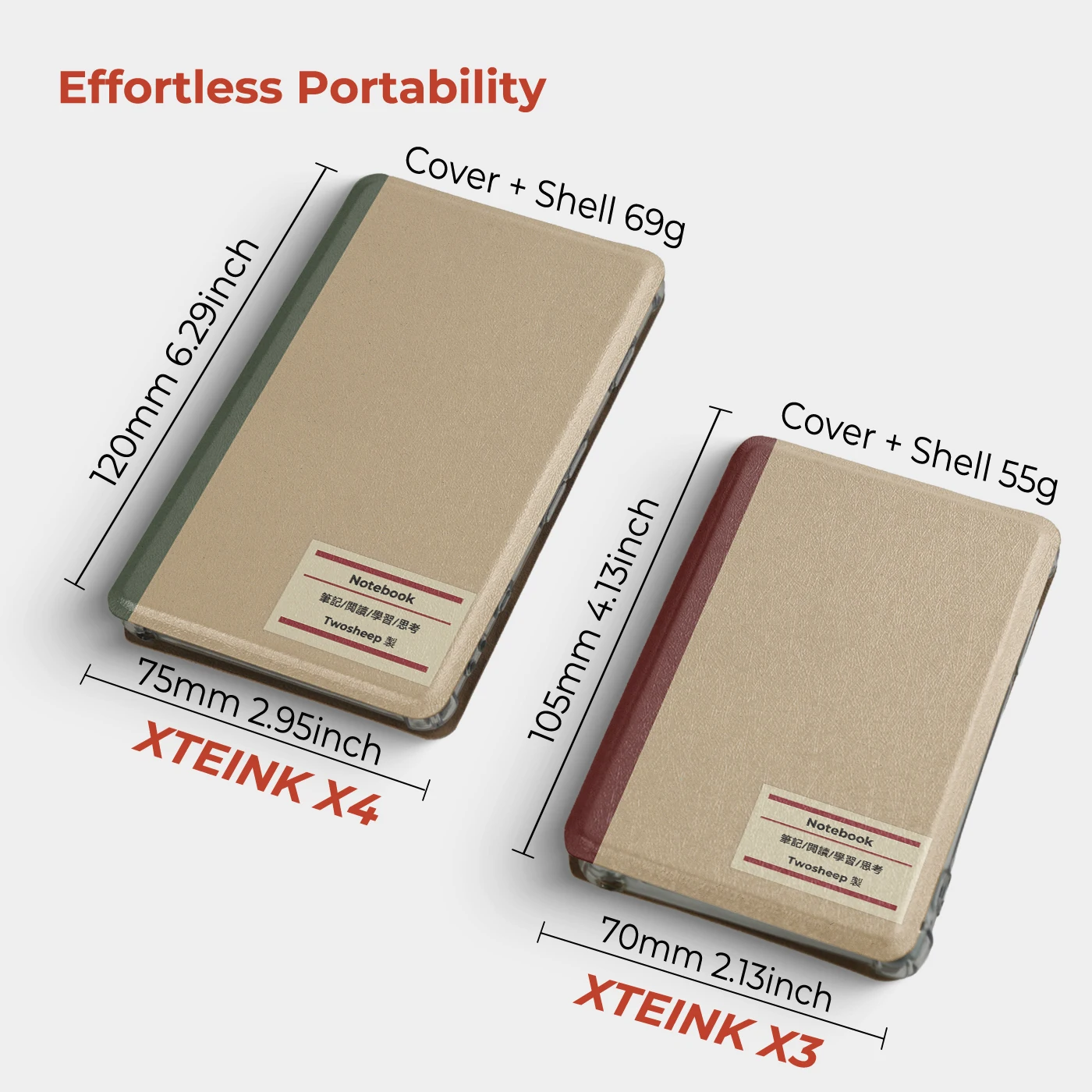 twosheep Notebook-Hülle mit magnetischem, abnehmbarem Gehäuse, passend für XTEINK X3, XTEINK X4, TPU, transparente Rückseite, Schutzhülle, Skin Folio Guard – Detail 4