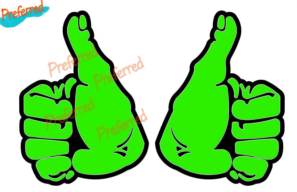 2 THUMBS UP DECAL Various Colors 100MM High CONTOUR CUT LEFT & RIGHT Gloss Laminated