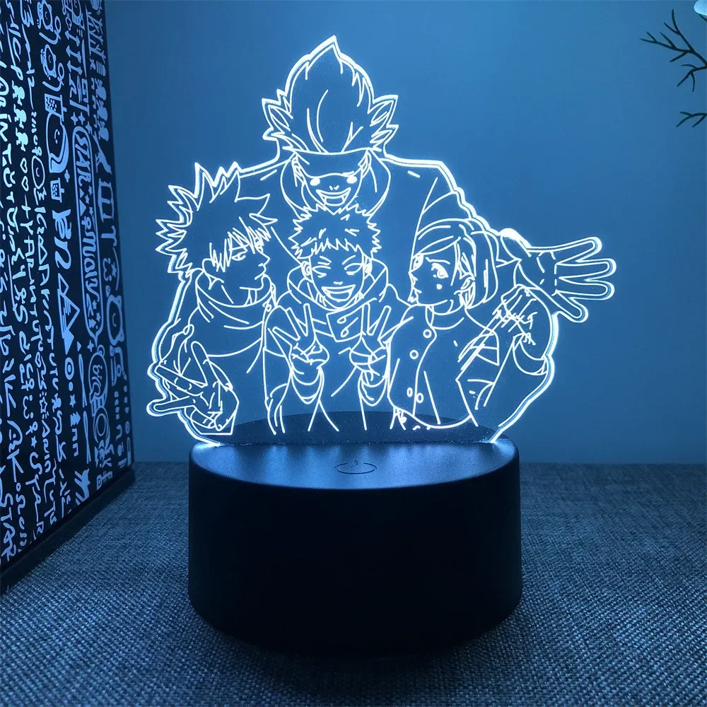 3D Anime Lamp Jujutsu Kaisen Led Night Light RGB Table Lamps Satoru Gojo Action Figure Kids Bedroom Desk Home Decor Friend Gifts