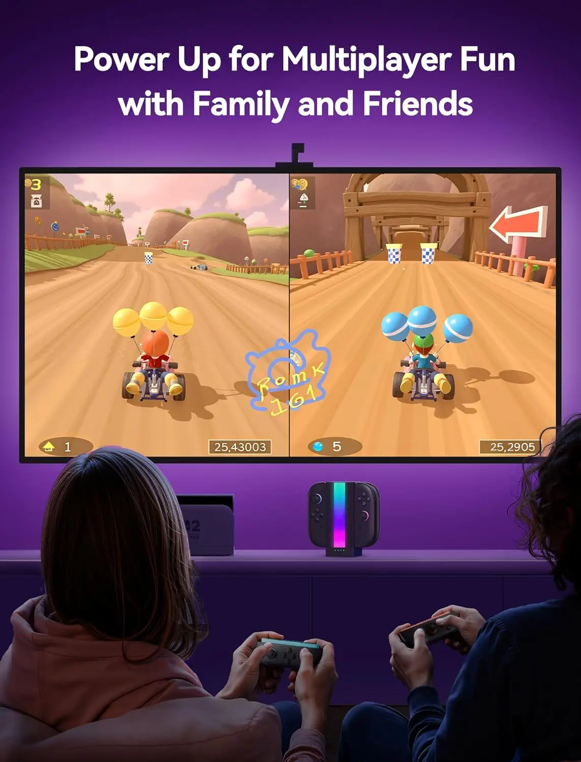 EnergyFlow Charging Dock for Nintendo Switch 2 JoyCon Controllers,4-in-1 RGB One-Touch Charger Station LED Indicator for Switch2