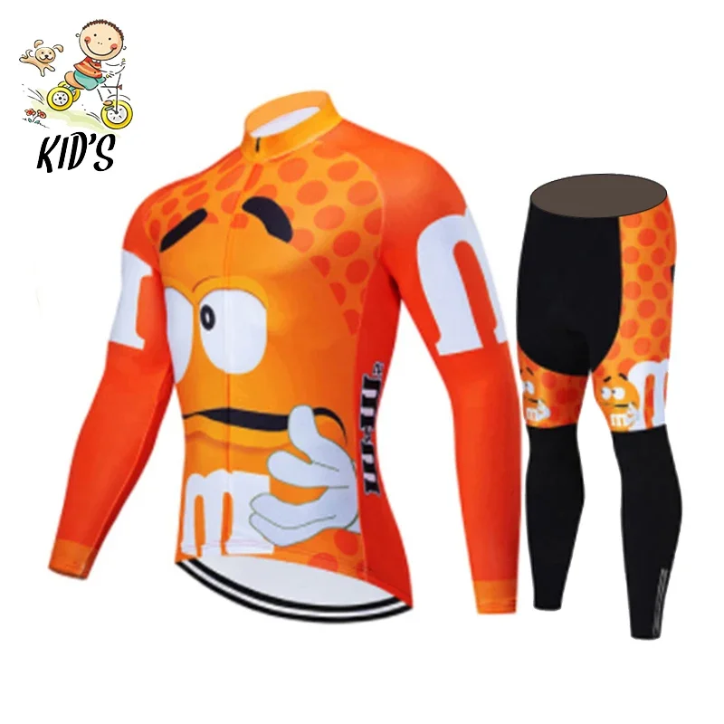 2021 Kids Cartoon Cycling Jersey Set Children Long Sleeve Autumn Cycling Clothing MTB Ropa Ciclismo Outdoor Riding Bike Uniform