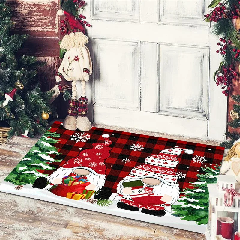 VIKAMA Christmas Entrance Floor Mats, Anti-Slip And Absorbent, Bathroom Floor Mats, Festive Atmosphere Home Decoration Carpets