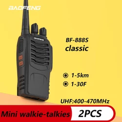 2PCS Baofeng BF-888S  5W Walkie Talkie Dual Band Portable Long Range Standby UHF 400-470MHz USB Ham Two Way Radio for Hunting