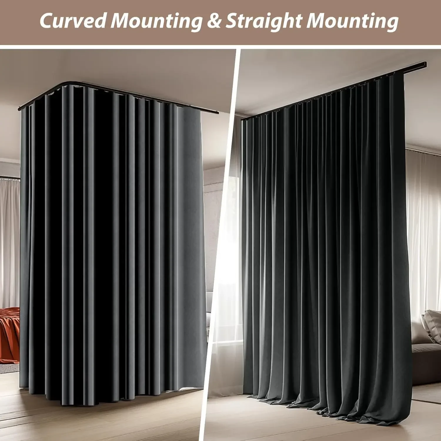 

Room Divider Curtains with Ceiling Curtain Track Set Window Curtain for Bedroom,Living Room Total Blackout Thermal Insulated