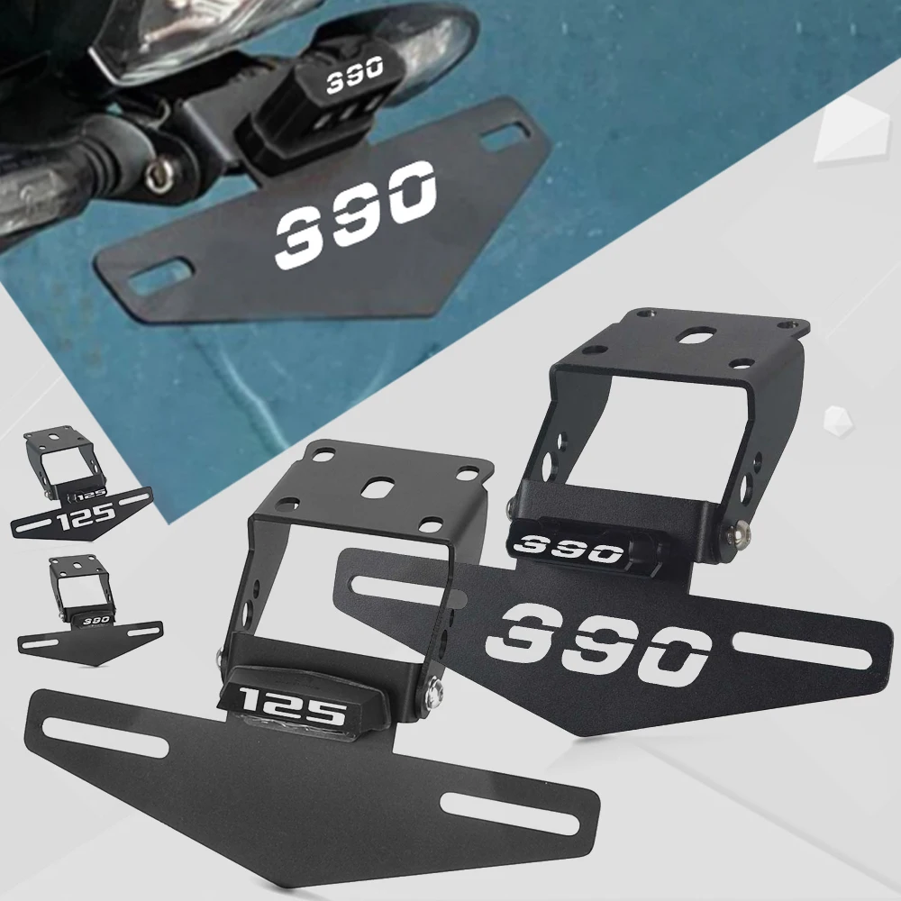 Motorcycle Rear License Plate Tail Frame Holder Bracket LED Light For DUKE 125 250 390 200 2013~2025 Adjustable Moto Accessories