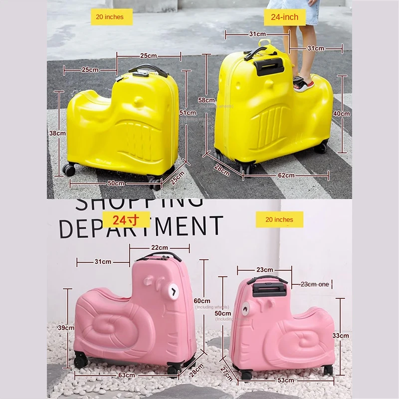 Universal roda caracol bagagem para crianças, adorável trole, viagem reboque, liga de alumínio, TrolleyBox feminino, 20 \