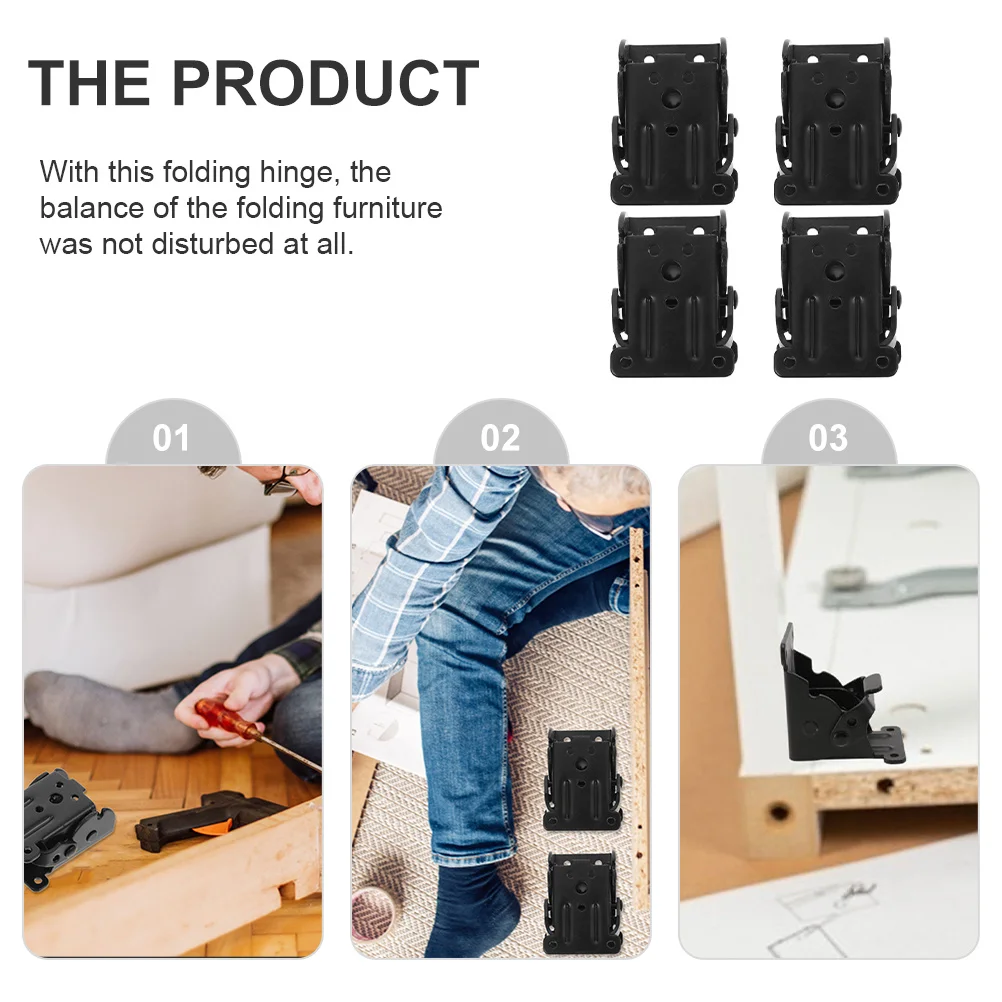 

4Pcs Folding Hinges for Table Legs Durable Foldable Brackets Support Furniture Cabinet Drawer Foldable Support Hinge