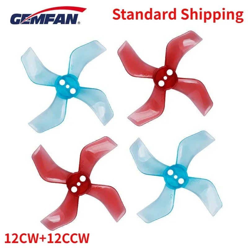 12Pairs(12CW+12CCW) Gemfan 1636 40mm 4-Blade Propeller 1mm 1.5mm (Random Color) for RC FPV Tinywhoop Drones