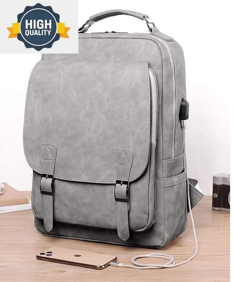 

Backpacks Retro Man Free Shipping Fashion Laptop Bag for Men Leather Travel Korean Unisex School Male Backpack