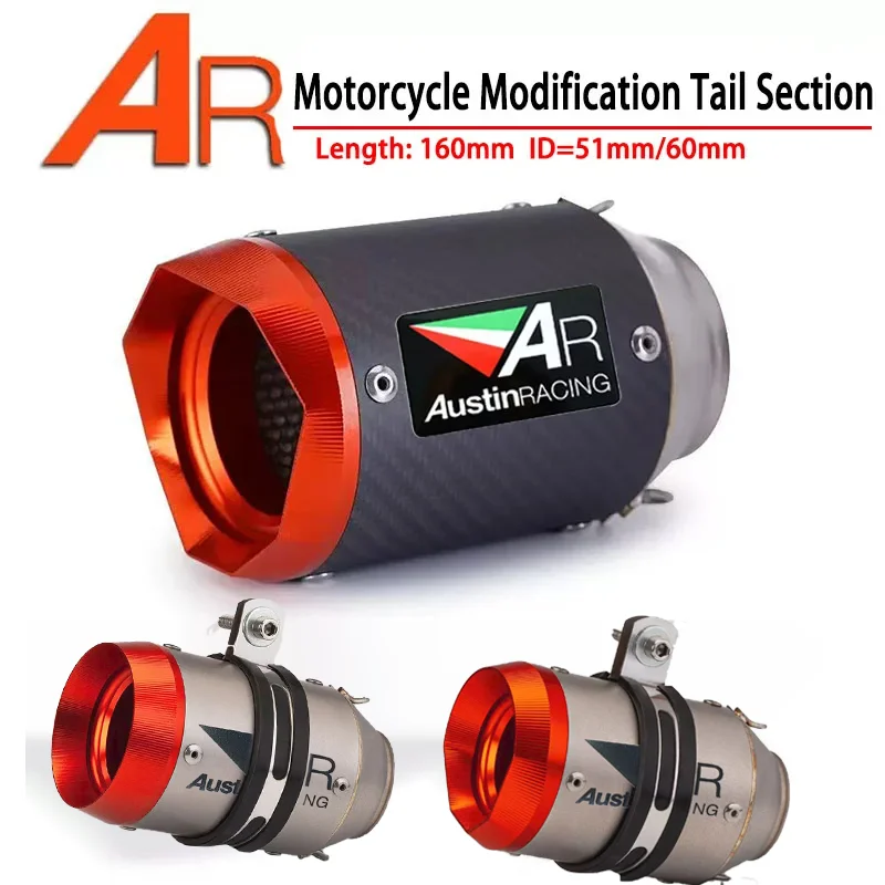 

AR Modified universal exhaust pipe For Z900 Z1000 ninja400 CBR500 R6 zx6r motorcycle exhaust muffler