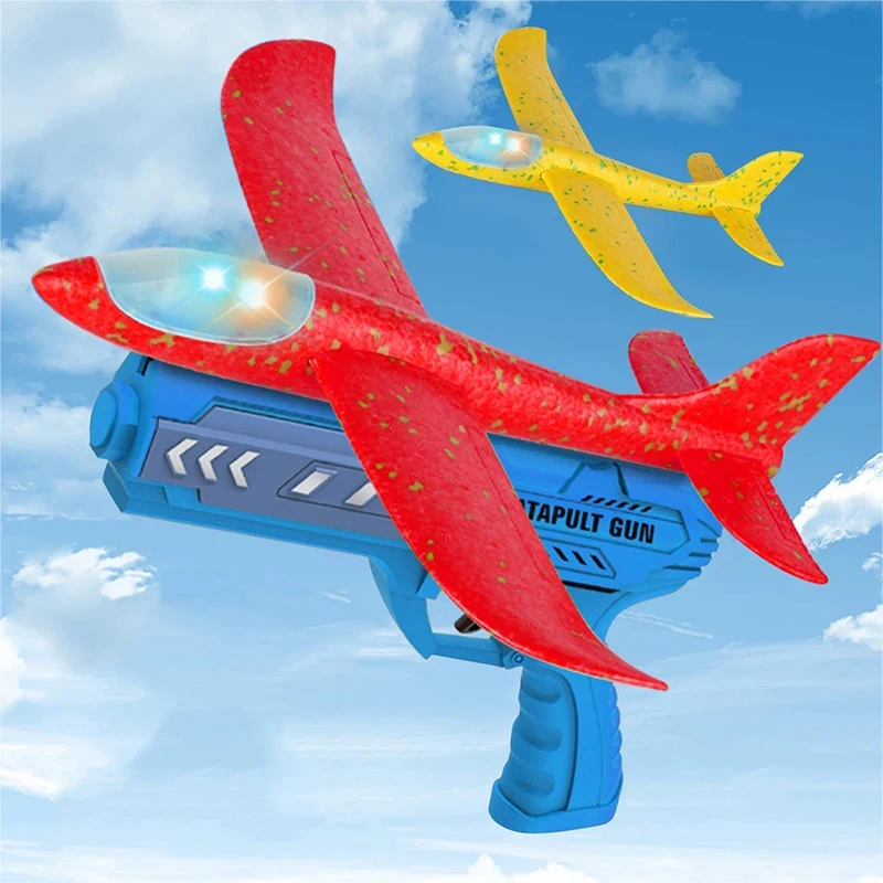 Airplane Launcher Toys Outdoor Sports Flying Toy Kids Catapult Plane Shooting Fly Roundabout Airplane Gun Toy Boys Birthday Gift