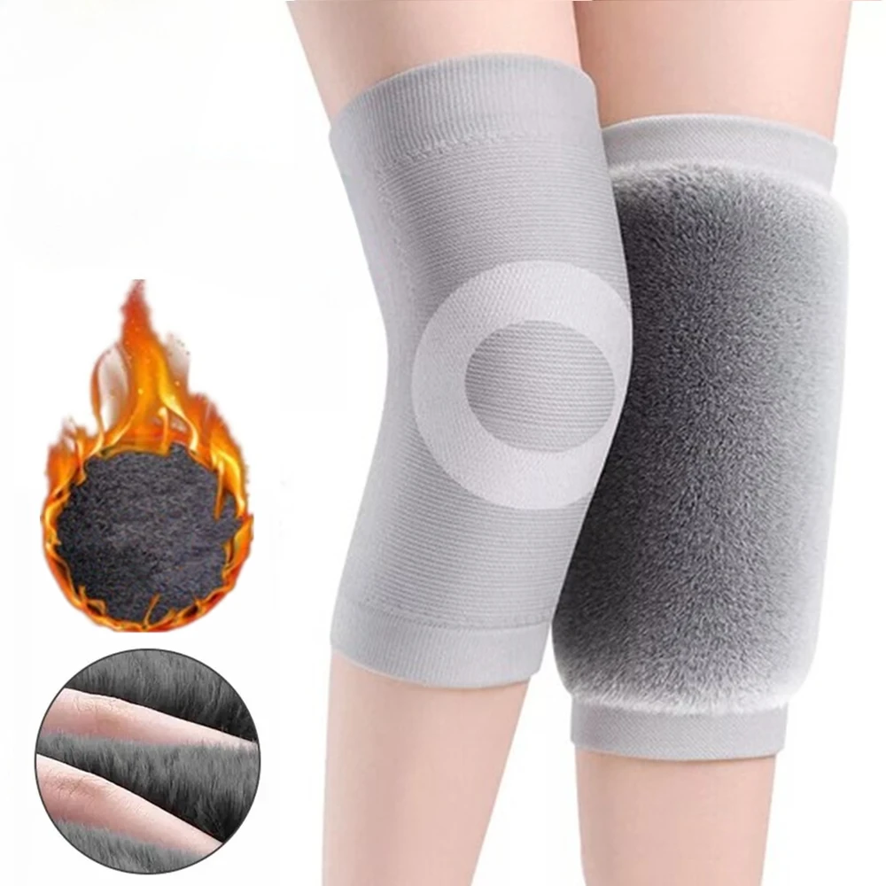 1 Pair Cozy Winter Thermal Knee Warmers, Thick Plush Lining and Soft, Windproof, Heat-Retaining for Superior Comfort, Ideal for