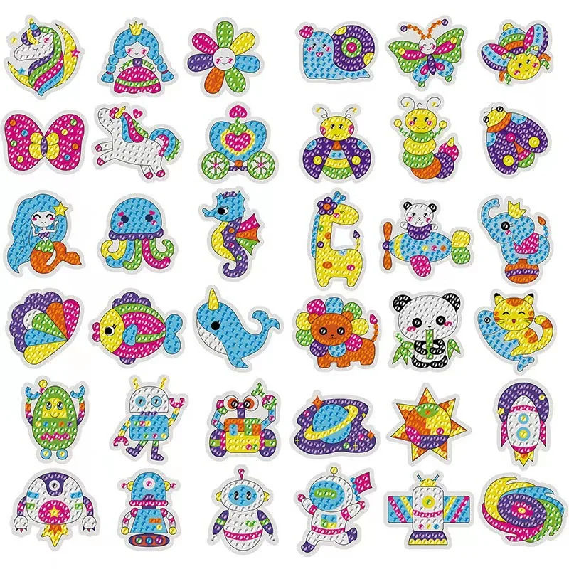 Laser Bright Drill Handiwork Cartoon Animals Sticker Draw DIY Originality Diamond Painting Point Drilling Random Stick