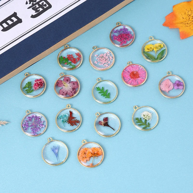 Summer style 26pcs/lot 19mm color flowers core geometry rounds shape floating locket charms diy jewelry garment hair accessory
