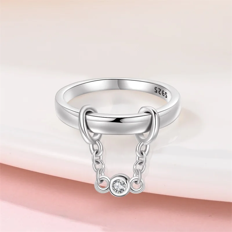 Edele 925 Sterling Zilveren Lotus & Magie Oog Dunne Hanger Ring Voor Vrouwen Diy Trouwring Sieraden Accessoires