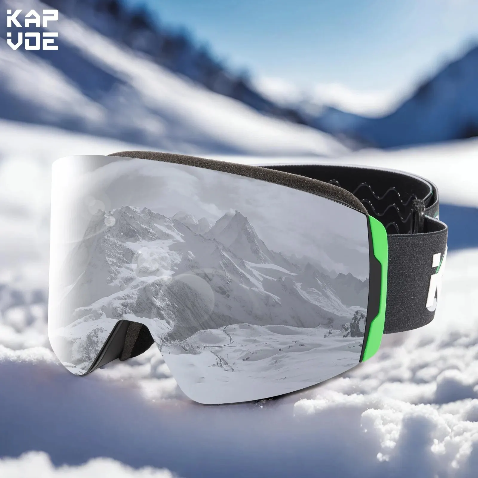 Kapvoe Ski Lunettes Double Couches Anti-buée UV400 Snowboard Neige Lunettes Motoneige Lunettes Sport En Plein Air