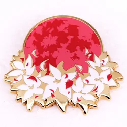 Floral Blood Moon Enamel Pin Fashion Metal Badge Brooch Backpack Decoration