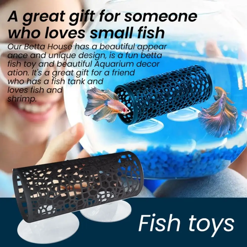 Plastic Fish Bed Tunnel Pet Supplies Fish Tank Decoration Shrimp Breeding Protector Small Hole Hollow with Suction Cup