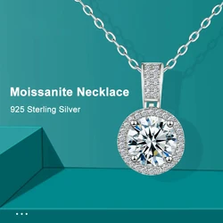 SHSTONE 925 Sterling Silver Necklace For Women 1ct Real Moissanite Diamonds Pendant With GRA Certificate Neck Chain Fine Jewelry