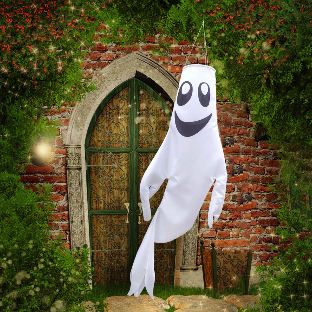 

1pc Halloween Ghost Wind Flag Festival Decoration Flag For Halloween Outdoor Decoration (White)